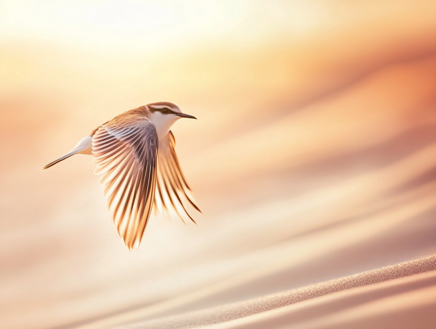 Bird of prey banking in golden light