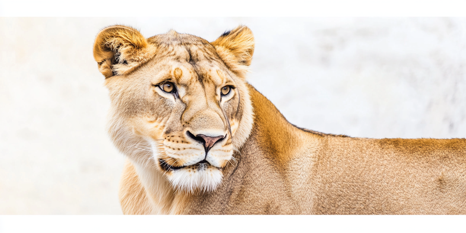 Lioness with amber eyes in golden light